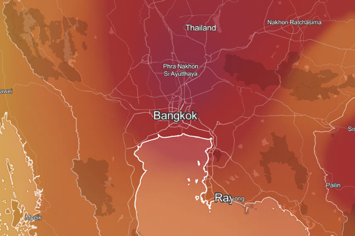 Peta kualitas udara Bangkok (Ragamutama.com/IQair)