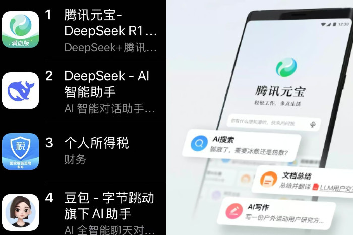 Aplikasi DeepSeek dan Yuanbao Tencent Jadi Chatbot AI Terpopuler di China (Weibo)