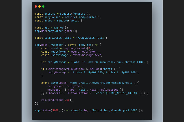 Cara Membuat Auto Reply Chatbot di LINE dengan Koding Sendiri