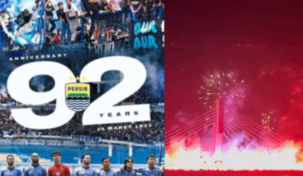 HUT Persib ke-92, Bobotoh Nyalakan Ratusan Flare di Jembatan Pasupati